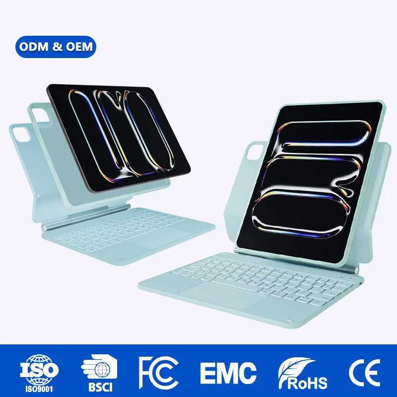 Laudtec Premium Custom 64-Key Magnetic Keyboard Touchpad With RGB Backlit and Pen Slot Split Shell for iPad Air 11