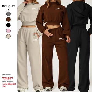 Custom High-Quality Winter Hooded Sweatshirt Sets Loose-Fitting Outdoor Jogging Suits Women Running Fitness Clothing Sportswear