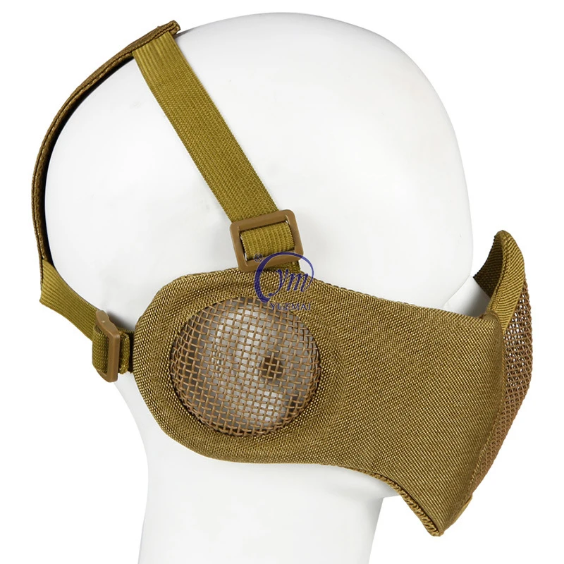 Outdoor Hunting Shooting Foldable Nylon Tactical Half Face Mesh Mask with Ear Cover Protection