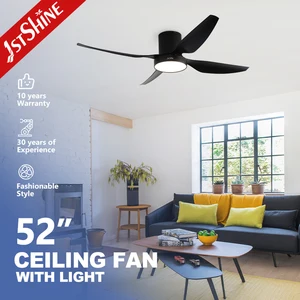 1stshine LED Ceiling Fan Black 52 Inches Energy Saving 4 ABS Blades Ceiling Fan with LED Light