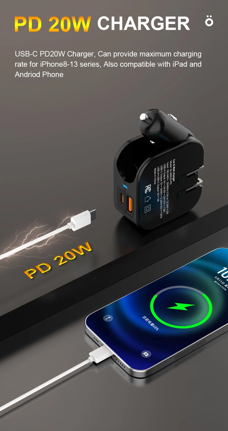 Smart Portable Dual Usb Car Charger And Car Chargers Fast Charging