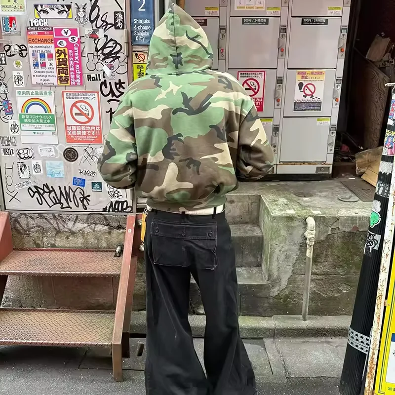 Salati Custom Brand Baggy Double Zipper Stitch Sublimation Dtg Print Oversized Boxy Fit Embroidered Camouflage Camo Hoodies Men gallery 3