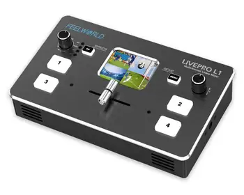 FEELWORLD LIVEPRO L1 V1 4 Channel Multi-Cameras   Mixer Switcher with USB Video Capture Live Stream to OBS Zoom