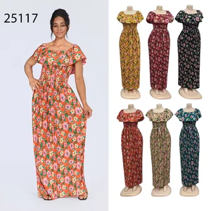 New Style Wholesale Summer Casual Short Sleeve Vintage Square Collar Floral Dress