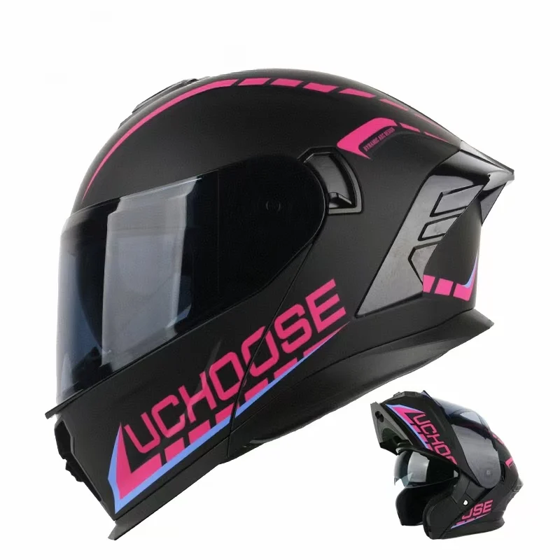 High Quality Unisex Dual Visor Flip-up Motorcycle Helmet Astronaut Style Comfortable Lining Custom Decal Low-Priced ABS Material