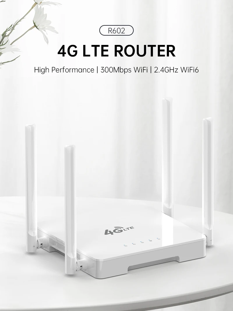 Plery R602 WiFi 6 Router with 4G 5G Modem Mobile WiFi Original New Carte SIM Slot 300mbps Max LAN Data Rate WPS Encryption
