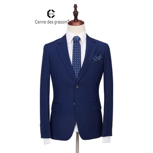 Mens Suits 2Piece Slim Fit Blue Business Dinner Suit for Men Cenne Des Graoom Lapel Blazer Trousers