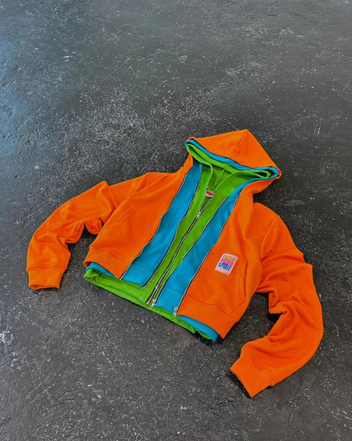 Salati Custom Unisex Hoddie Jacket Zipup Heavy Blank Color Block Cut and Sew Three Triple Layer Oversized Zip up Hood Hoodie Men gallery 3