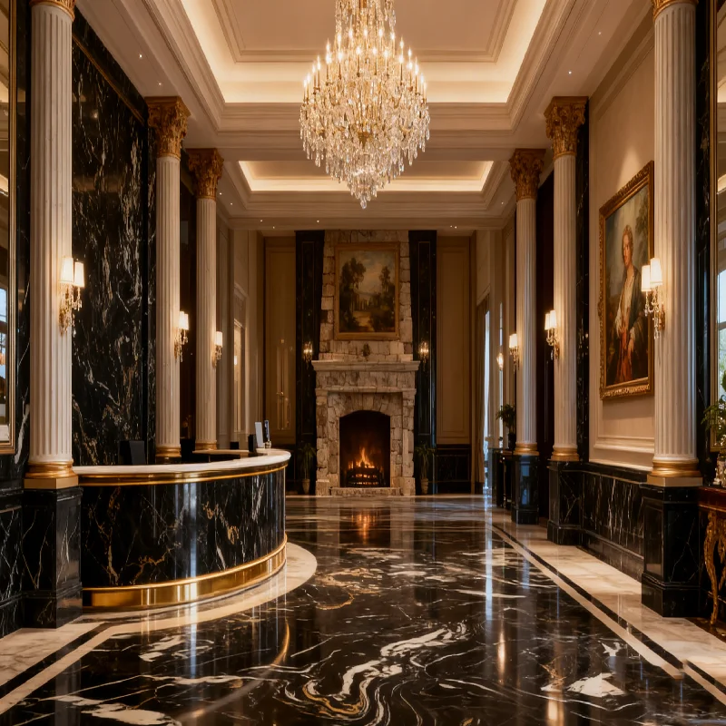 ថ្មធម្មជាតិ សន្លឹកថ្មម៉ាបល់ខ្មៅសុទ្ធ ក្រឡាចត្រង្គពិសិដ្ឋសម្រាប់ឥដ្ឋការពារទឹក សម្រាប់ការតុបតែងផ្ទះក្នុងផ្ទះបែបទំនើប ដែលមានធានារយៈពេល 1 ឆ្នាំ