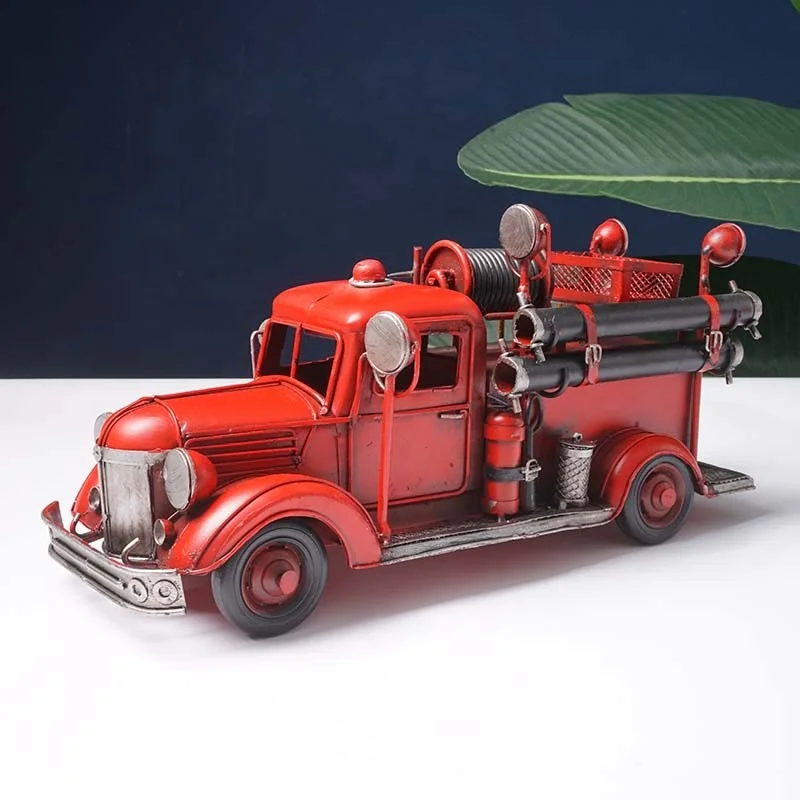 Vintage Fire Truck Model Retro Figurine