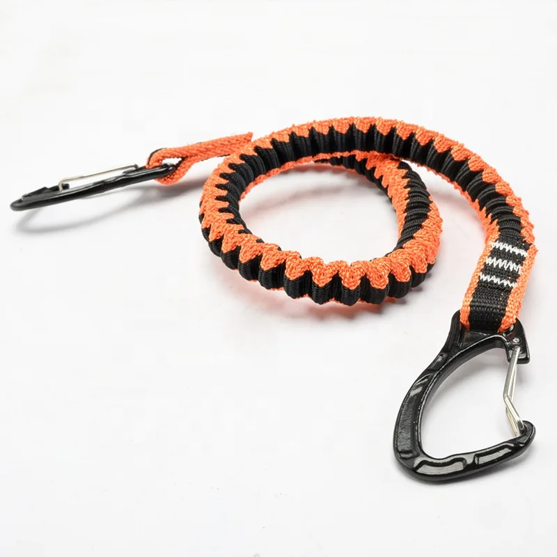 Superior Quality Elastic Blended Webbing Tool Lanyard With 2 X Double Action Carabiners for Safety