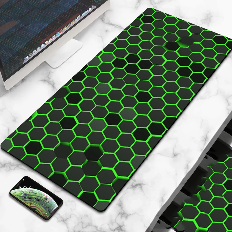XXL 90x40 cm black and white large mousepad computer gamer office stitched edge keyboard desk mat washable non-slip
