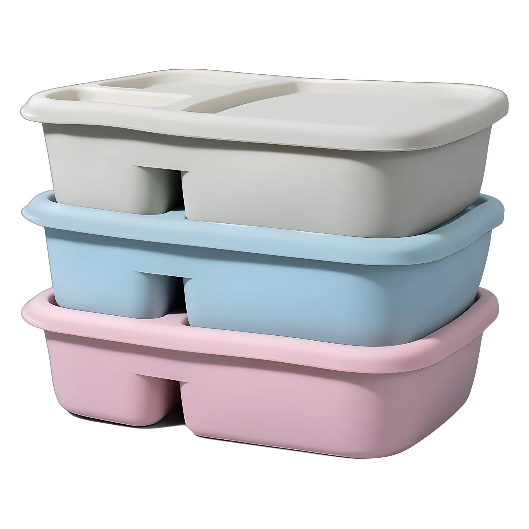 Silicone Food Grade Heatable Lunch Box Microwaveable Child-Friendly Student Lunch Box with Compartments