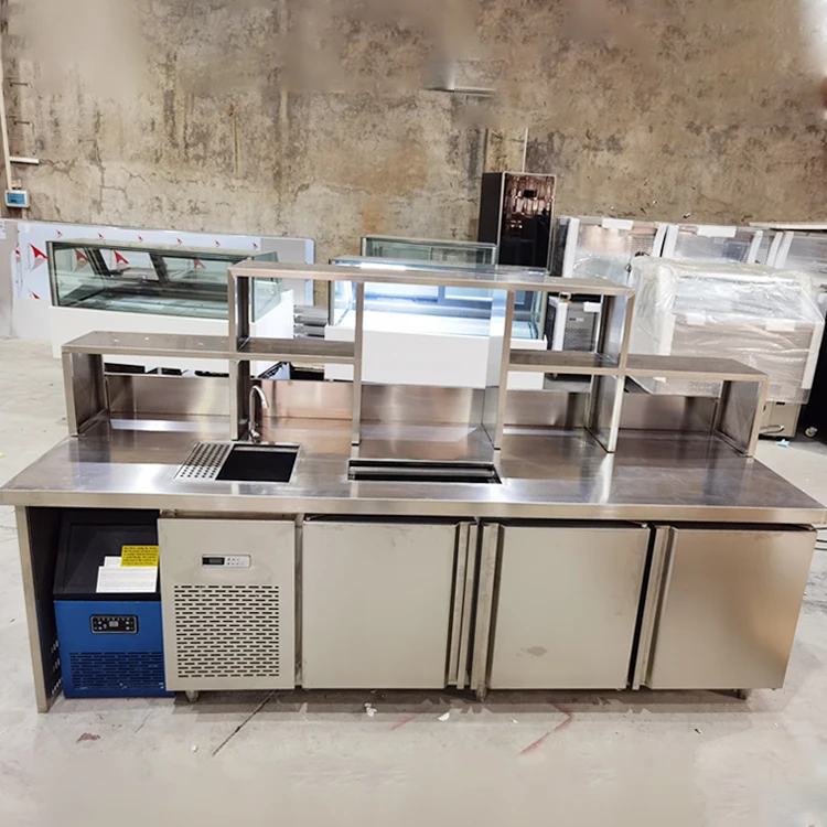 Customized Length Milk Tea Shop Working Table Bubble Tea Counter
