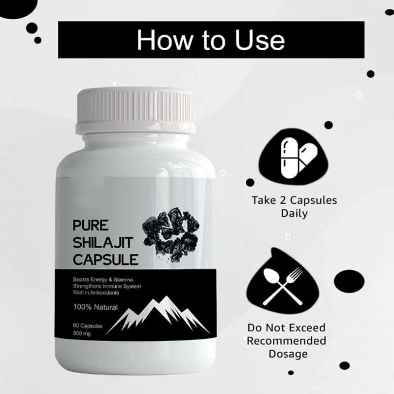 Shilajit Capsules Fulvic Acid Supplement 500mg 60 Capsules Oem Private ...