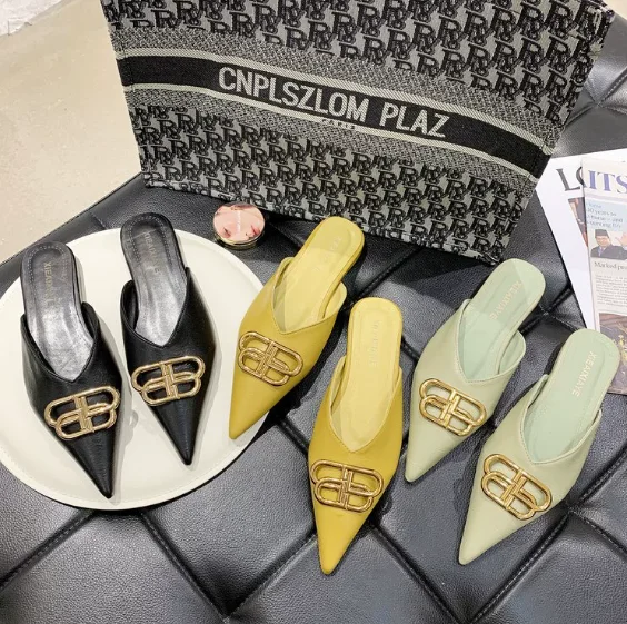 European Station Summer New Baotou slippers with Low slippers with Pointed slippers