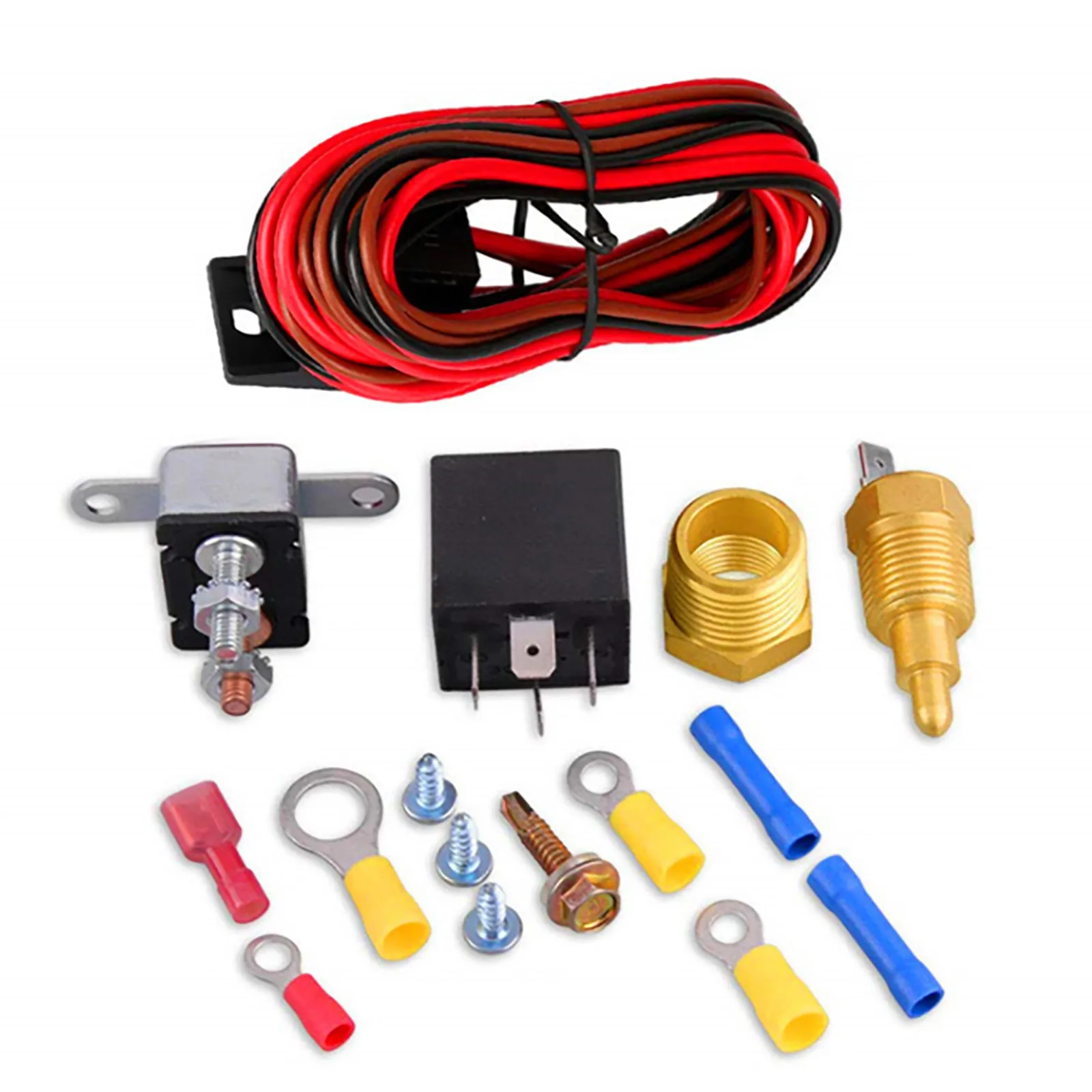185℉-200℉ LITROK Engine Radiator Electric Cooling Fan Thermostat Temperature Switch Sensor 60Amp Relay Kit 