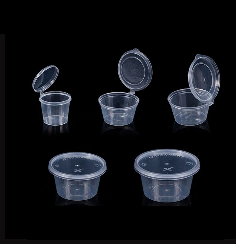 PP reusable sauce cup Hard Plastic Cup with lid for Seasoning tomato sauce lunch take away package