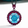Pendentif bleu marine en or noir avec chaîne Chopin