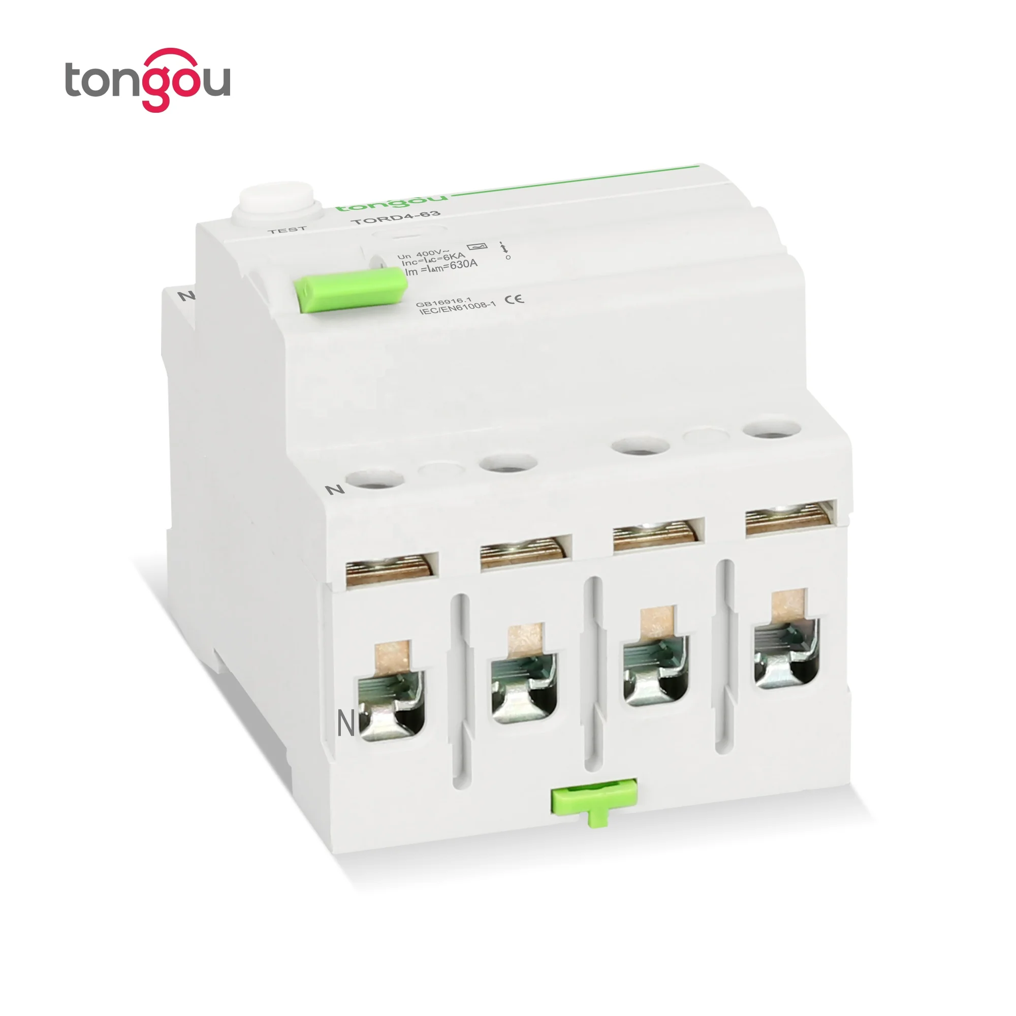 For TONGOU Miniature Circuit Breaker AC Type RCCB Electromagnetic Residual Current 4-Pole 16A/25A/40A/63A RCD 10mA/30mA/100mA/30