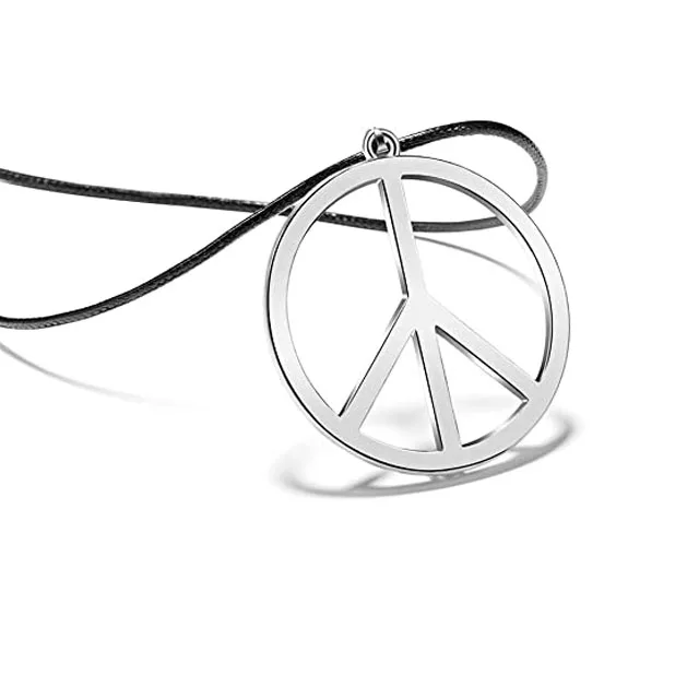 Pywee Fournitures pour Vinaigrette Hippie Collier Pendentif Signe de la Paix en métal des années 1960 des années 1970 Accessoire de fête 