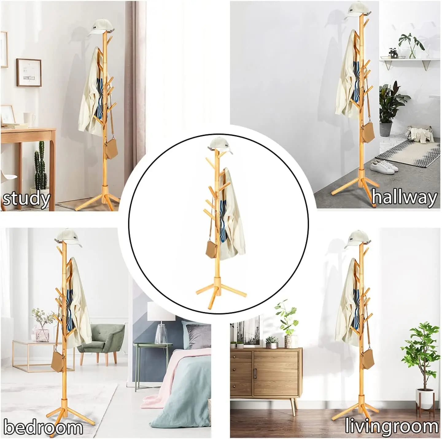 Wholesale Adjustable Coat Standing Tree Easy Assembly Hanger Rack Free