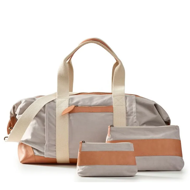 Solid Zipper Weekender Bag Canvas Monogrammed Duffle Bag Set