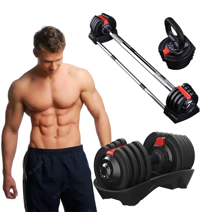 Home Gym Equipment 40Lbs Free Weights Dumbbells 3-in-1 Dumbbell Barbell Kettlebell Sets 24kg 52.5lb Adjustable Dumbbells Set details