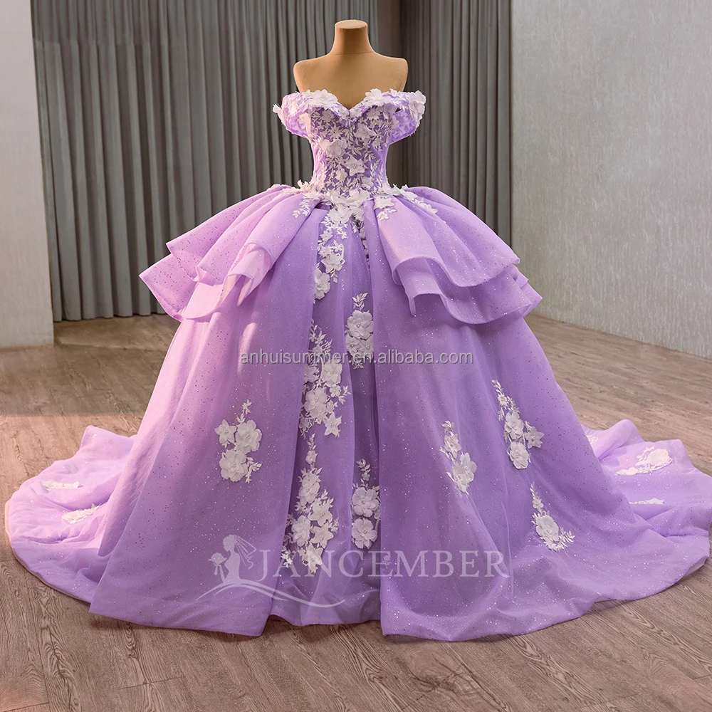 S0452F Lilac Ball Gown Quinceanera Dresses for 15 Girls Beaded Appliques Graduation Celebrity Party Gowns S0452F Lilac Ball Gown Quinceanera Dresses for 15 Girls Beaded Appliques Graduation Celebrity Party Gowns
