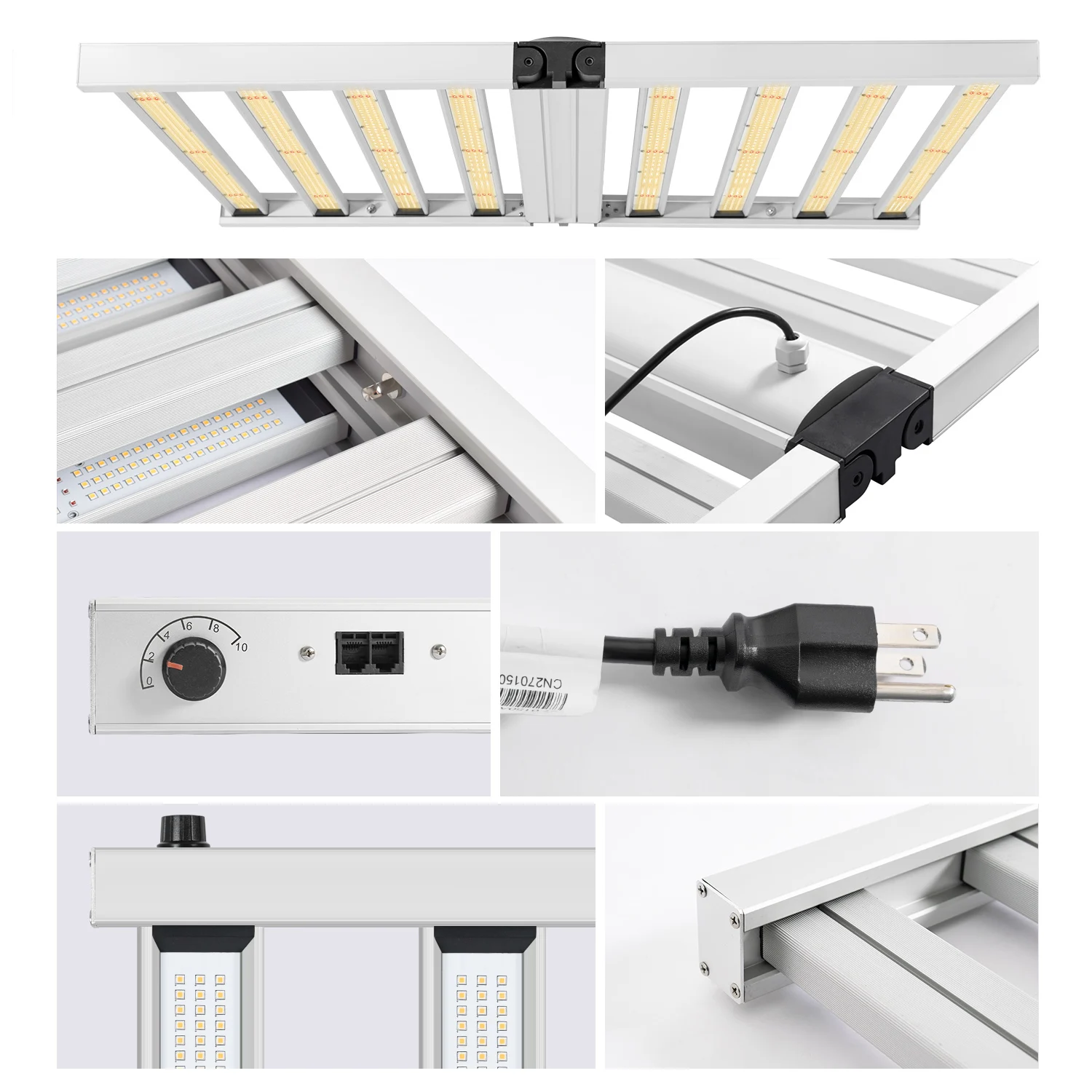 2022 La mejor barra solar plegable GP-650W Luces LED de cultivo de espectro completo Luces LED para plantas con 301B/H y Oslan VS Gavita-1700E