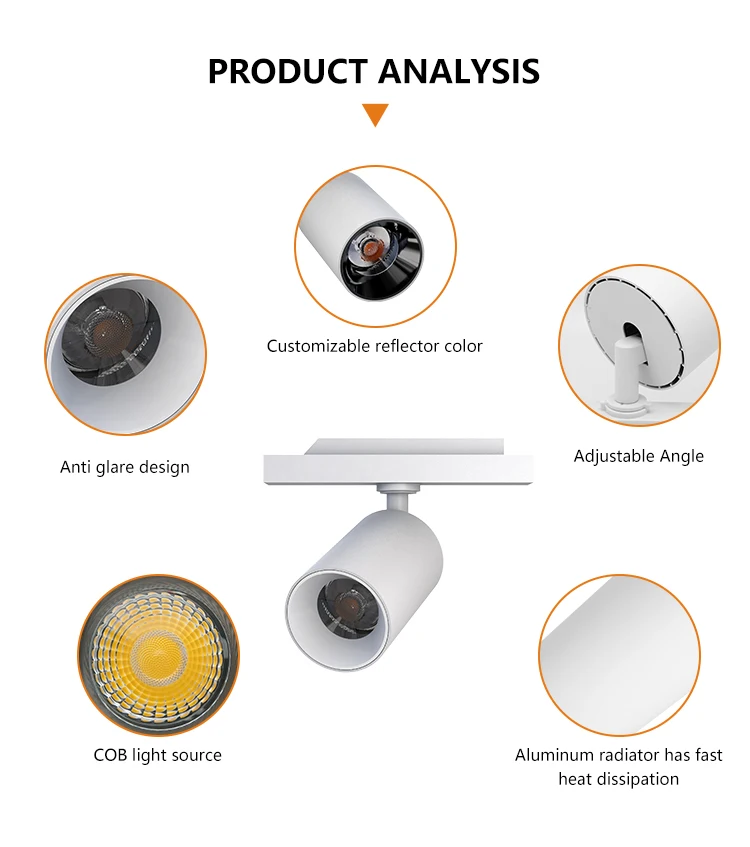 CE RoHS Certificated Black White Showroom Retail Store Art Gallery Stage 20W LED Track Light