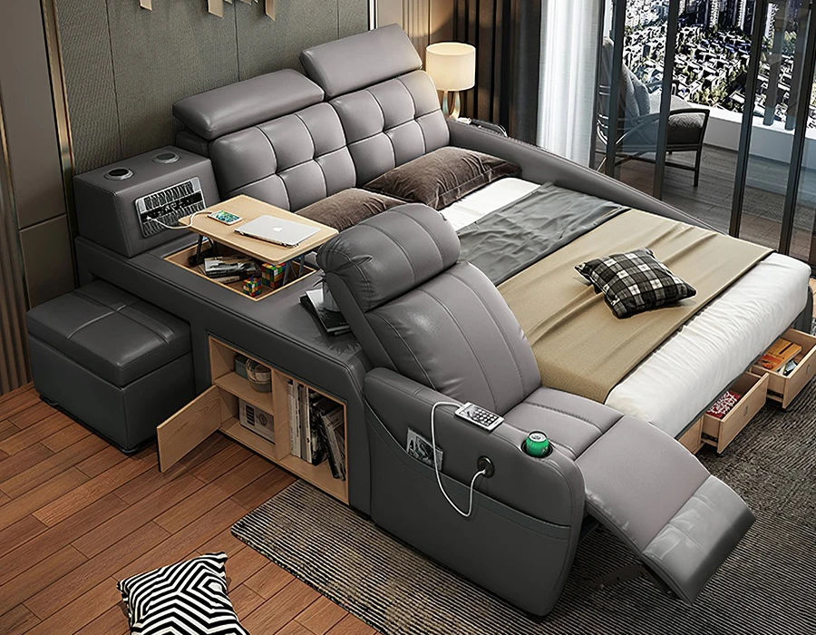 Luxury Multifunction Smart Bed Lit Multifonctionnel Massage for Girls Bed Royal Luxury king Size Luxury Modern Bedroom Furniture