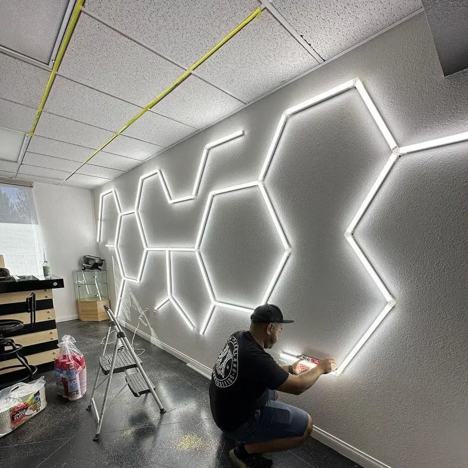ETOP Professional Factory Hexagon Garage Lighting Detailing Ceiling Light Honeycomb Detailing Lights for Workshop Ceiling