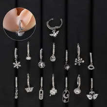 CZ zircon earrings fine needle Stainless steel piercing jewelry Copper set zircon Earrings fashion Earrings for women