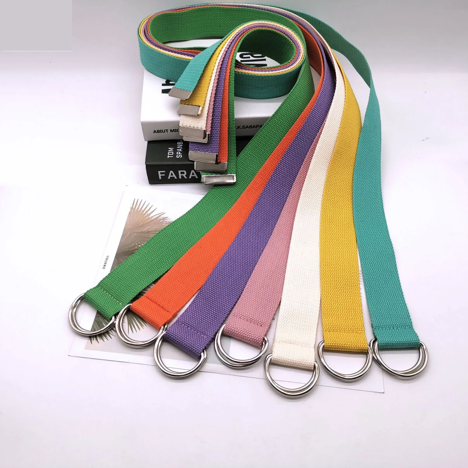 4473 Cotton Woven Stripe Waist Belt Double D Ring Multicolored Girl Teen BE013_OLDGM.jpg?v=1761938489 main image 2