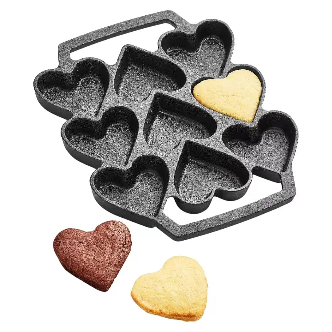 Cast Iron Heart Shaped Cake Cookie Candy Mold Corn Muffin Baking Pan  Cookware Bakeware Moulds Pot Danish Stuffed Pancake