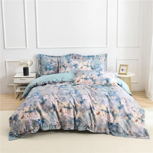 3D Quilt Cover Set Cotton Bed Sheets Printed Duvet Cover Floral Design Digital Printing Bedding Sets