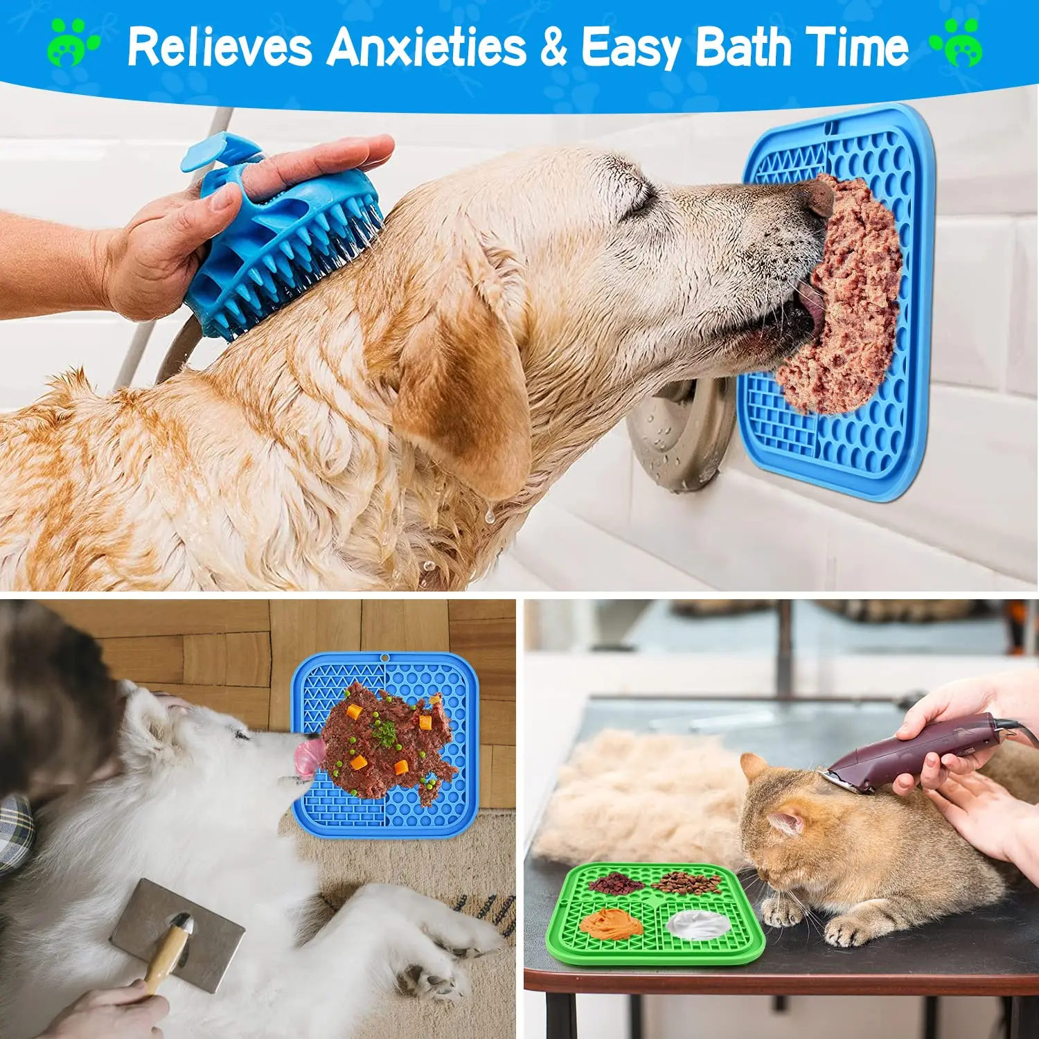 Estera de lamer para perros y gatos, alimentador lento