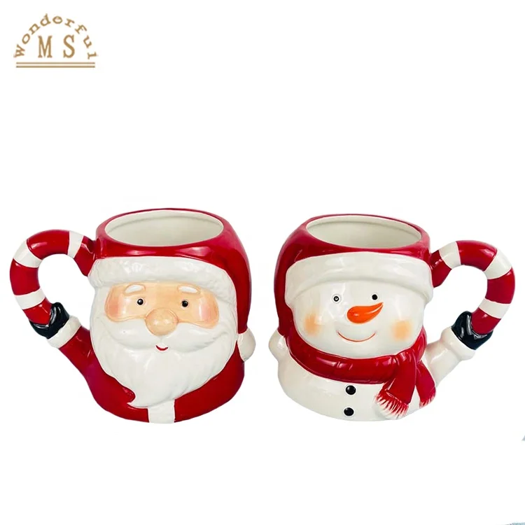 Hot Selling Customized Snowman Mugs Holiday Promotion Gift Christmas Style 3D Santa Claus Head Ceramic Cup Ceramic Christmas mug