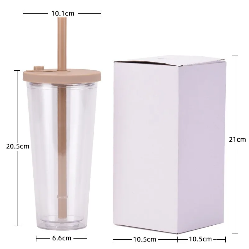 2026 New Cross-border Double-layer Eco-Friendly Plastic Large Hole Transparent Bubble Tea BOBA Straw Cup Customized preview 5