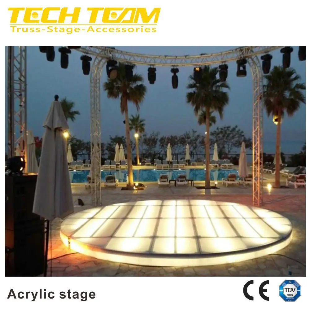 TECHTEAM Successful Case Outdoor Event Acrylic Clear Wedding Stage With Crystal Pillars