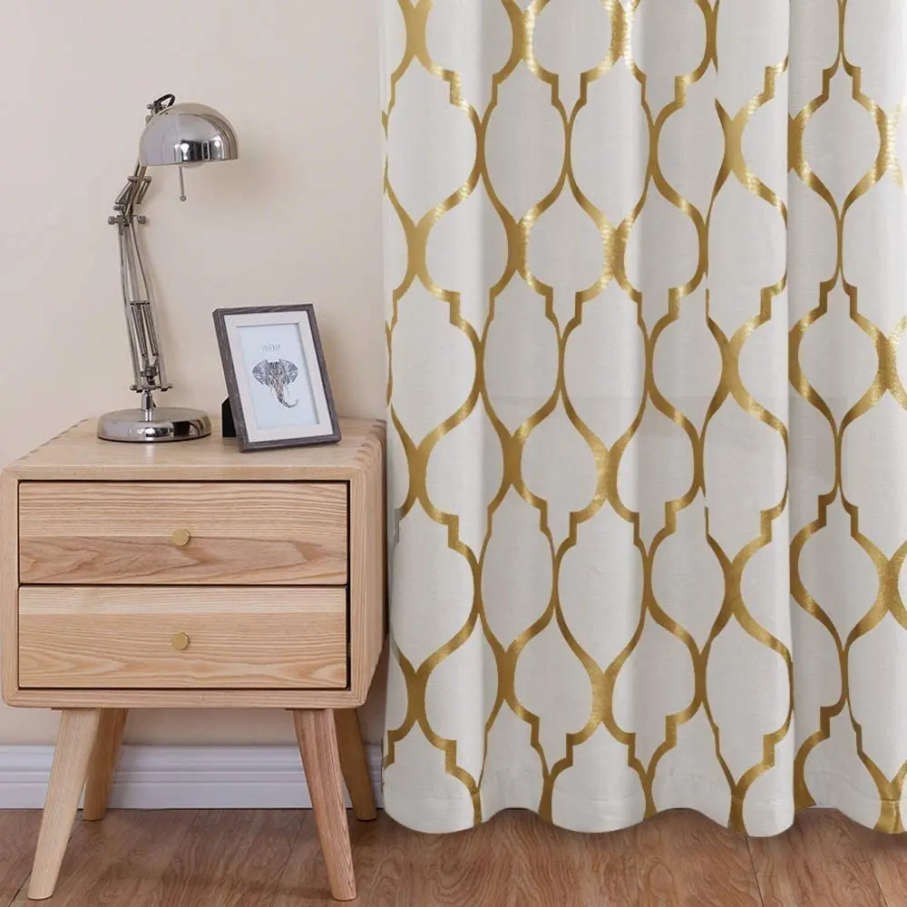 铝箔印花遮光窗帘豪华烫金设计客厅遮光窗帘