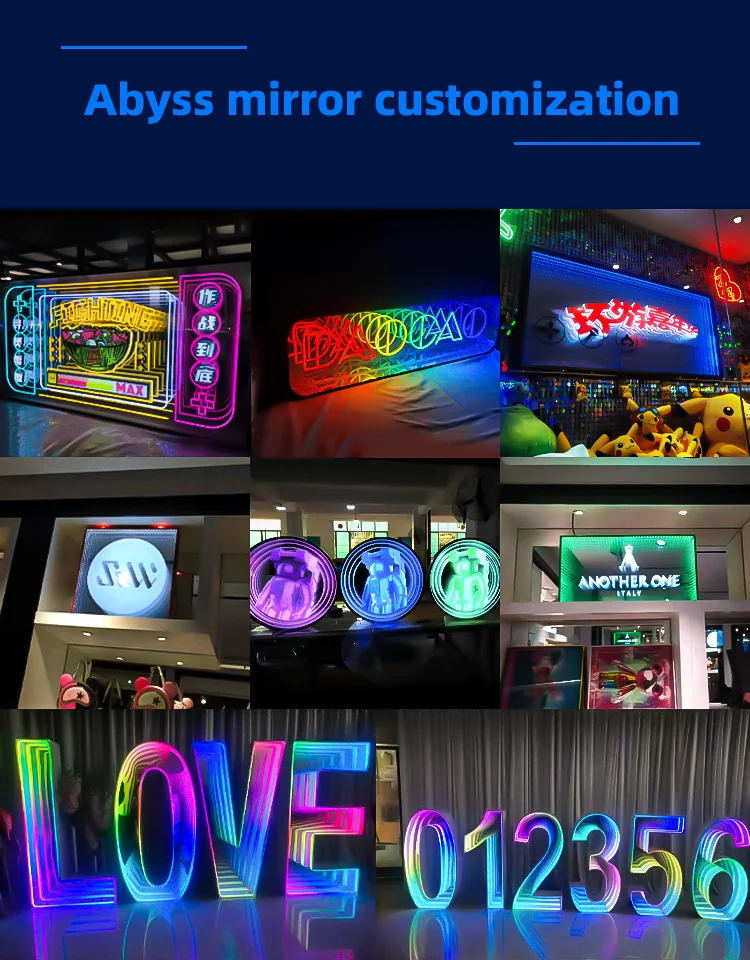 3d Holographic Display Infinity Led Mirror Wall Decorate For Pub And