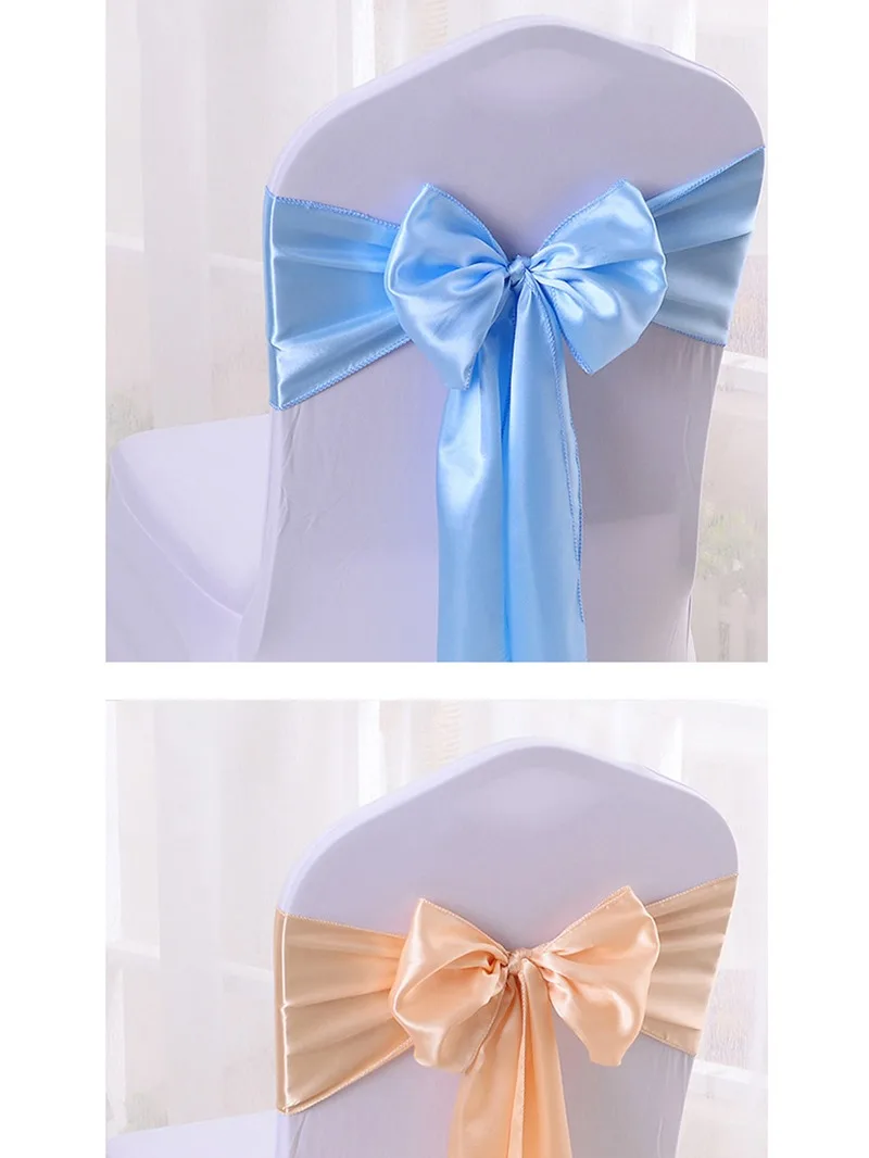 Elegant Satin Chair Bands Wedding Chair Sashes Bow Knot Party Banquet