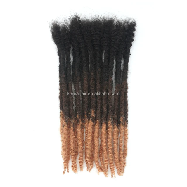 KAMA Wholesale 1B/4/27# Color Texture Locs Extensions 100% Human Hair Dreadlock Extension with Curly Ends