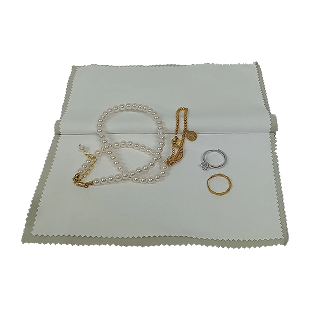Custom Brand Professional  Four Layer Double-Sided Velvet Suede Sterling Silver Gold Polish Jewelry Cleaning Cloth with logo