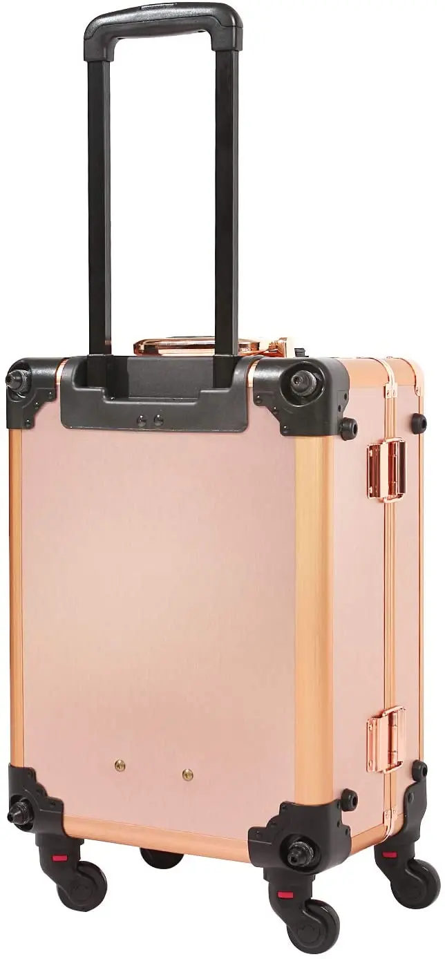 Aluminium Makeup Case with with 3-Code Password Safe Lock & Full Screen Lighted Mirror Travel Cosmetic Organizer Box