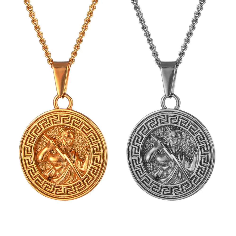 Stainless Steel King Of War Spartan Warrior Portrait Pendant