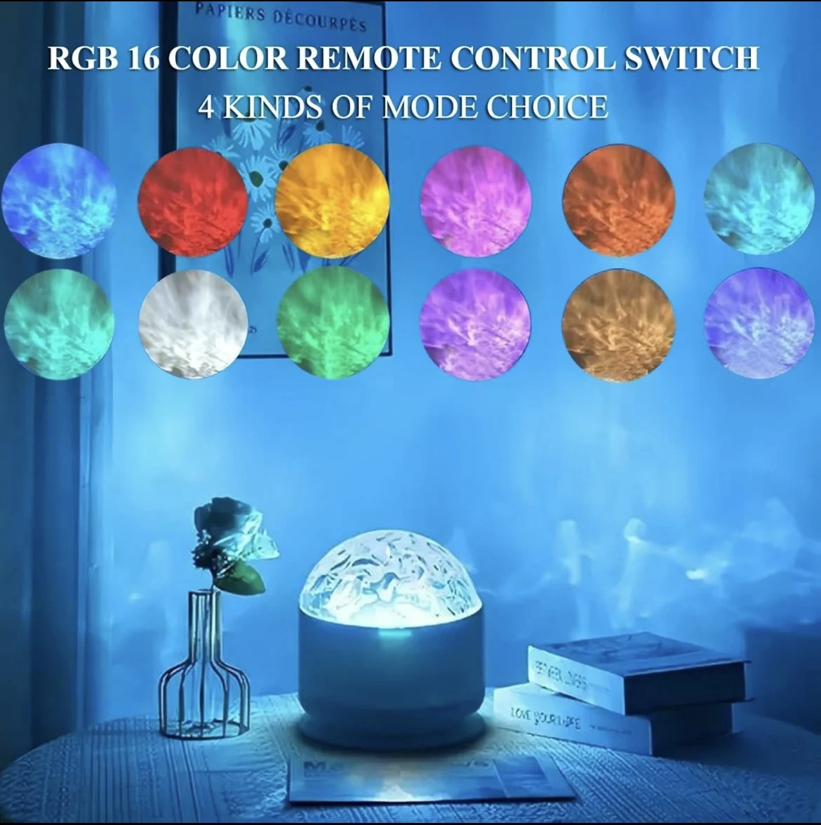 Wholesale Northern Lights Ocean Wave 3D Holographic Water Ripple Projector Light Remote Control USB/Type-C Powered Living Room
