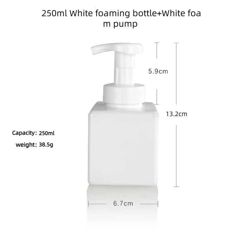 Empty 250ml PET Plastics square Hand Wash Mousse Foam Bottle Colored Plastic Foam Pump Bottle